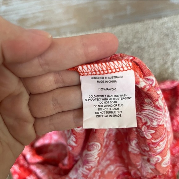 Anthropologie Abel the Label Strawberry Kisses V Neck Maxi Dress Boho Preppy - Picture 7 of 7